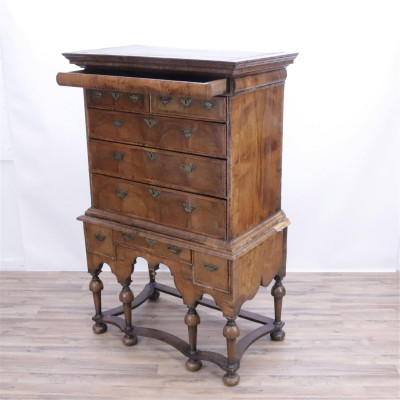 William & Mary Inlaid Walnut Chest on Stand 18th C