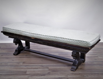 Image for Lot Baroque Style Oak Hall Bench