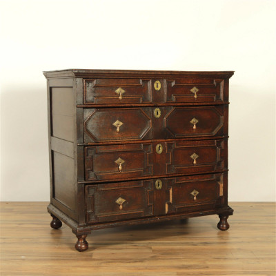Image for Lot English Baroque Oak Chest of Drawers, 17th C