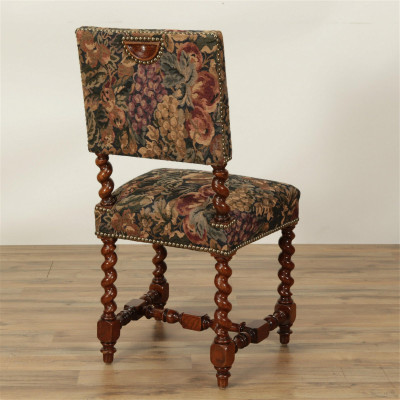 Set of 6 English Baroque Oak Dining Chairs