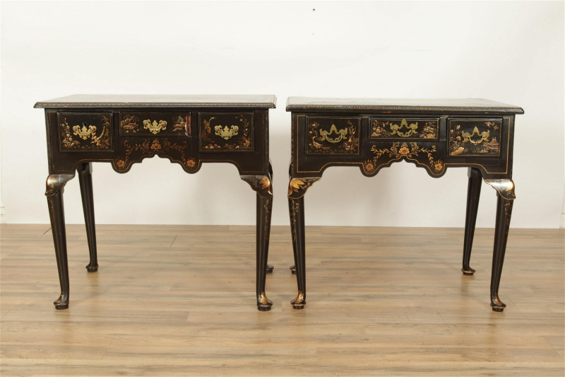 Pair of George III Chinoiserie Lowboys, 18th C