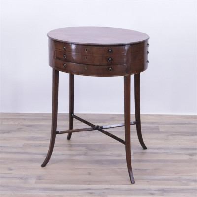 Image for Lot Late George III Mahogany Work Table, 19th C