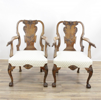 Image for Lot Pr George III Style Armchairs, Mythological Theme