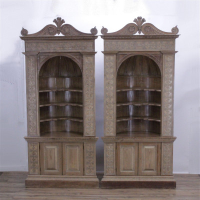 Image for Lot Pair George III Style Corner Cabinets Adam Style