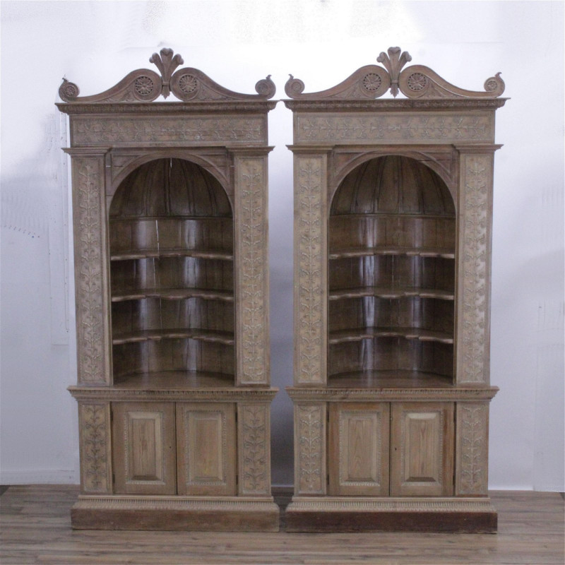 Pair George III Style Corner Cabinets Adam Style