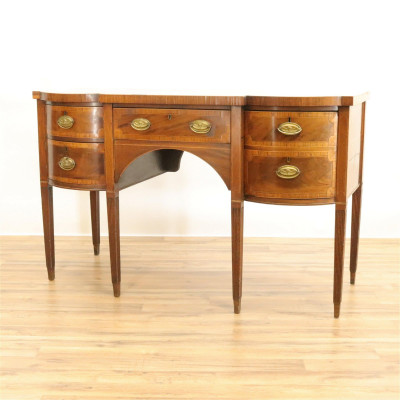 Image for Lot Late George III Inlaid Mahogany Sideboard, 19th C
