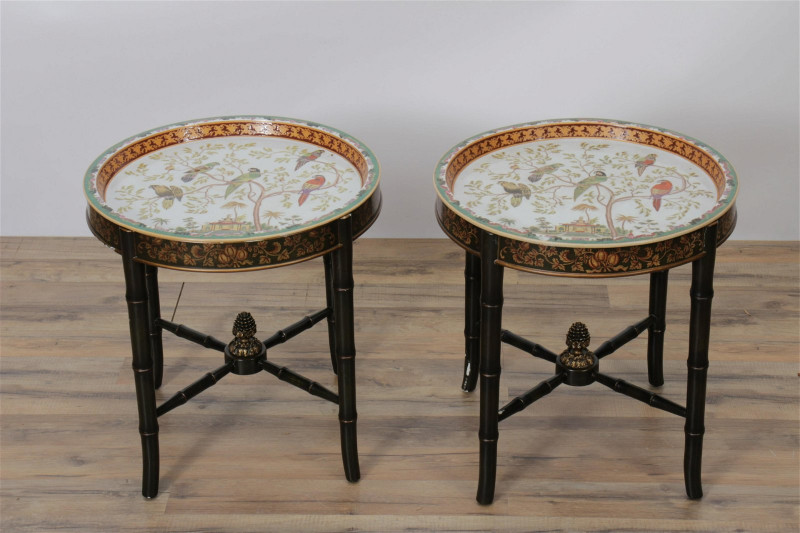 Pair of Regency Style Porcelain Tray Tables