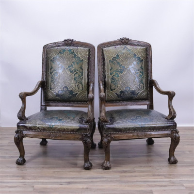 Image for Lot Pair of Regency Style Beechwood Library Armchairs