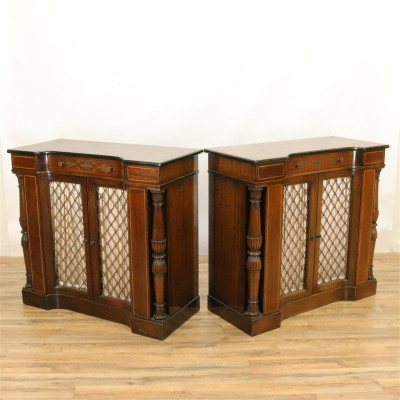 Image for Lot Pair Regency Style Inlaid Mahogany Side Cabinets