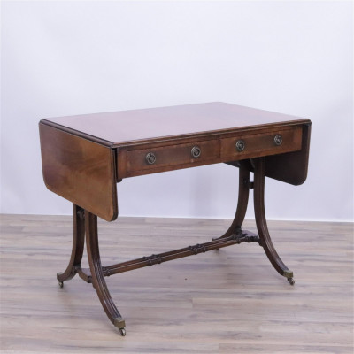 Image for Lot Regency Style Banded Mahogany Sofa Table
