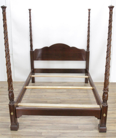 Image for Lot Classical Style Walnut Stained Queen Bedstead