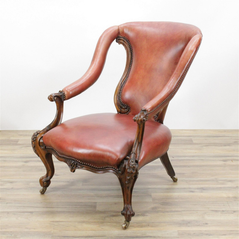 Victorian Rococo Rosewood Library Armchair, 1840