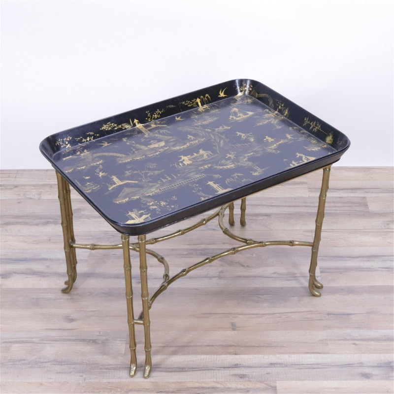 Bagues Style Brass Table with Papier Mache Tray