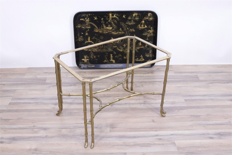 Bagues Style Brass Table with Papier Mache Tray
