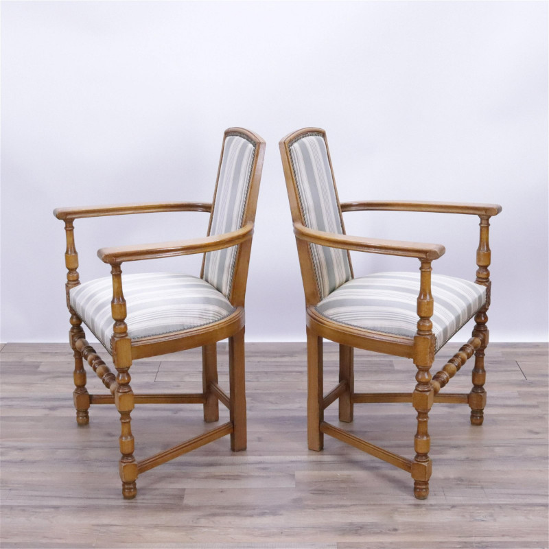 Pair of Baroque Style Beechwood Armchairs