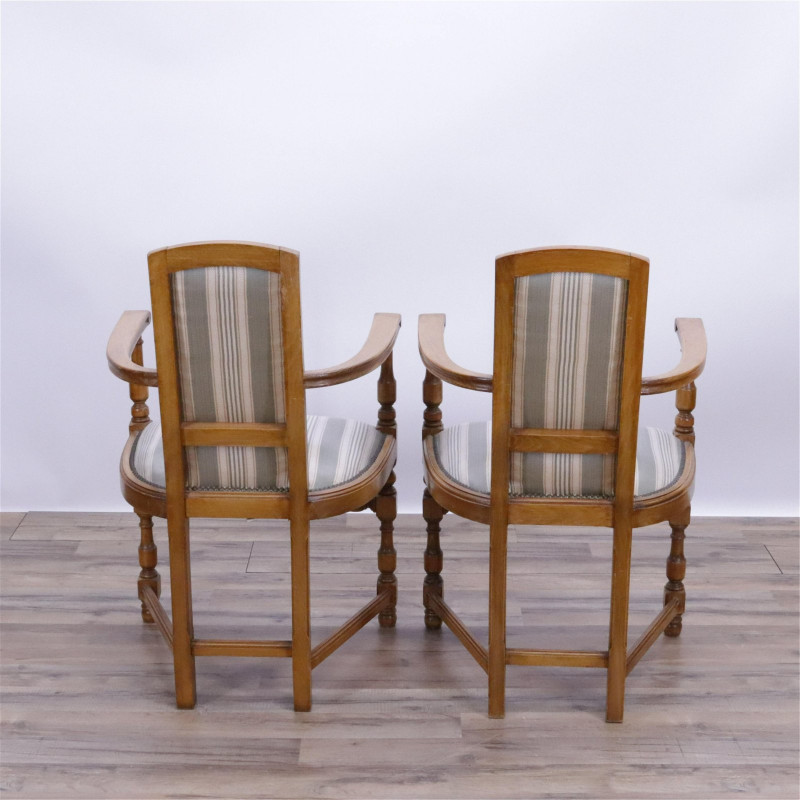 Pair of Baroque Style Beechwood Armchairs