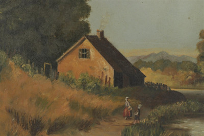 John Mather - Cottage by Stream - O/C