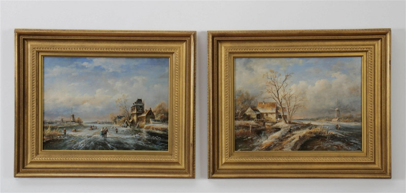 L. Roth - Pair of Dutch Canal Scenes