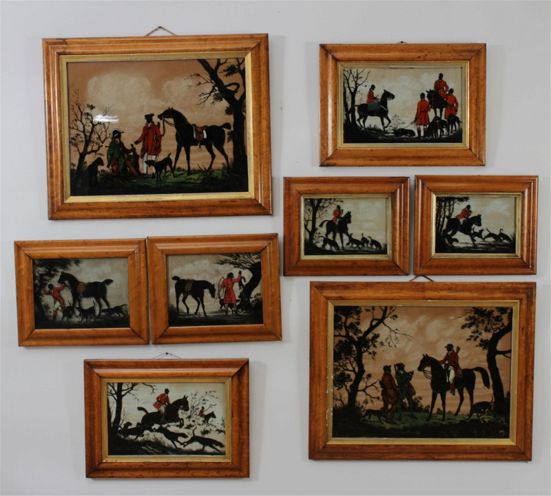 Set of 8 Hand Painted Equestrian Silhouettes