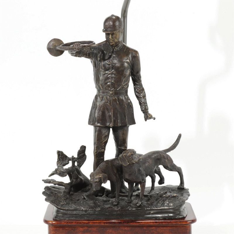Chelsea House Hunter with Hounds Bronze Lamp