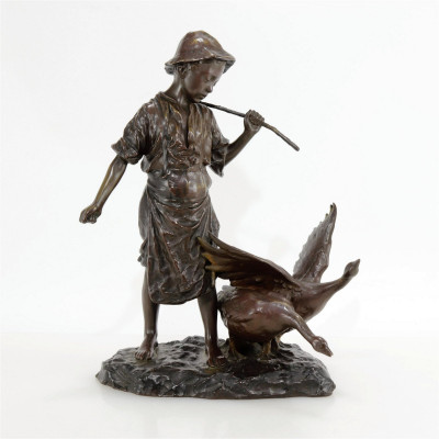 Image for Lot Caesar Philipp - Bronze of Boy & Geese