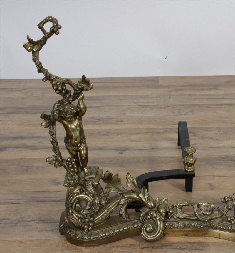 Pair of Louis XV Style Gilt Brass Figural Chenets