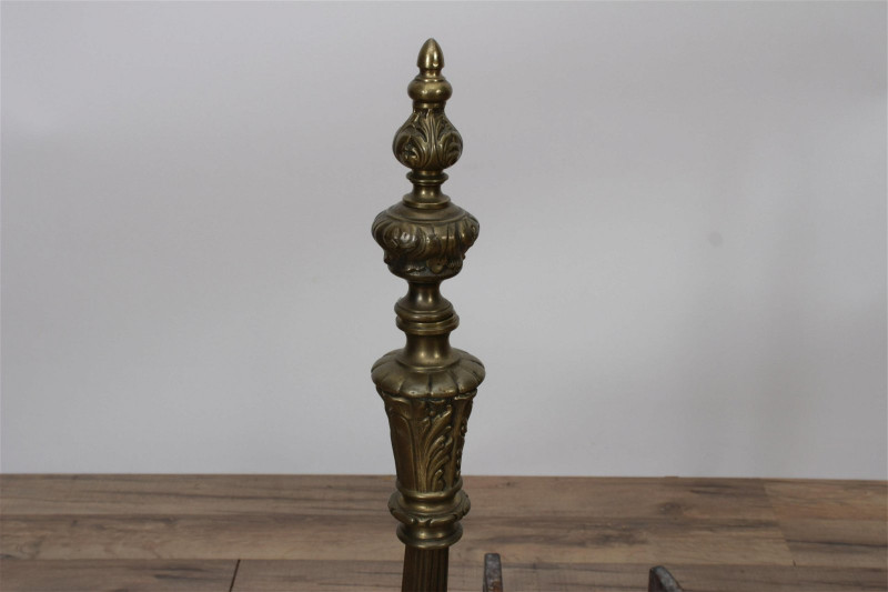 Pair of Louis XVI Style Gilt Brass Chenets