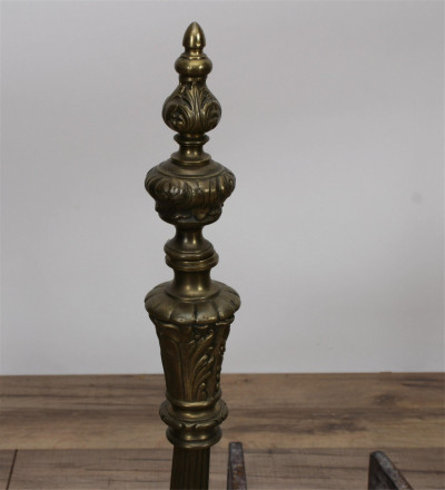 Pair of Louis XVI Style Gilt Brass Chenets