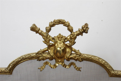 Louis XVI Style Gilt Brass Fire Screen