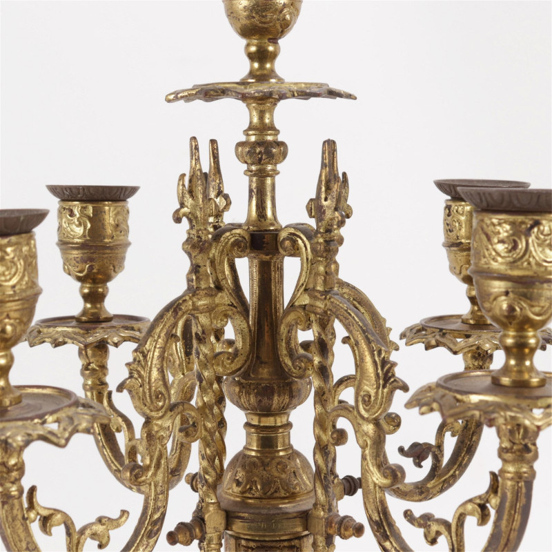 Pair of Rococo Revival Style Gilt Metal Candelabra
