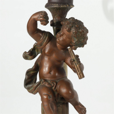 Pair of Classical Style Figural Bronze Candelabra