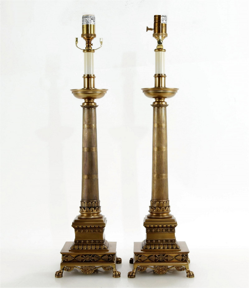 Pair of Empire Style Columnar Lamps