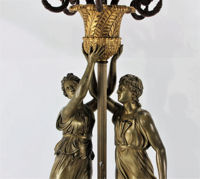 Pair of French Empire Bronze Candelabra