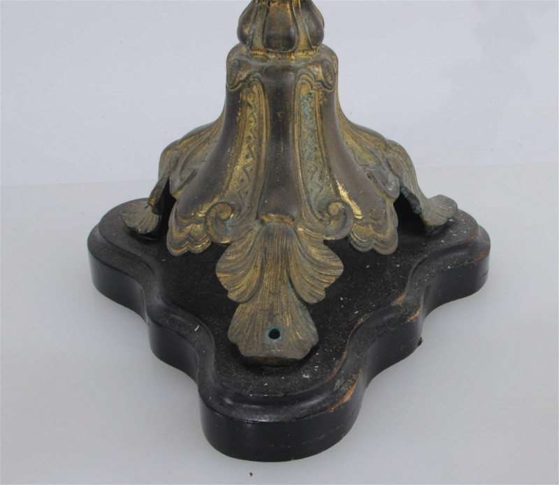 Pair of Louis XVI Style Parcel Gilt Lamps