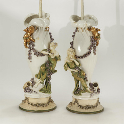 Image for Lot Pr Continental Figural Vase/Lamps, Bettina Gates