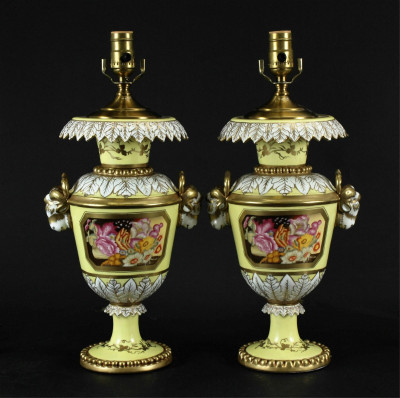 Image for Lot Pair of Gilt & Yellow Grand Paris Porcelain Lamps