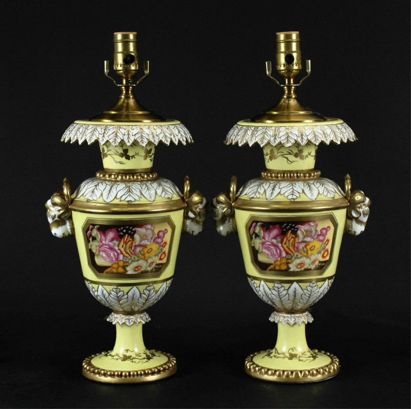 Pair of Gilt & Yellow Grand Paris Porcelain Lamps
