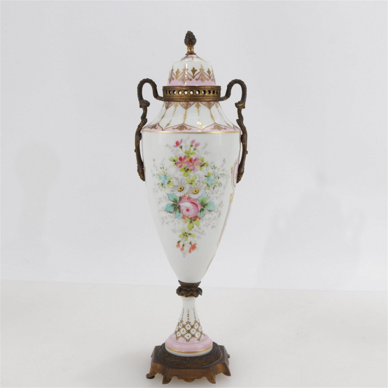 Pair of French Porcelain Lamps & Urn