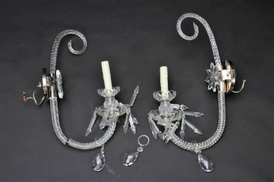 Image for Lot Pair of Victorian Molded Glass Sonces
