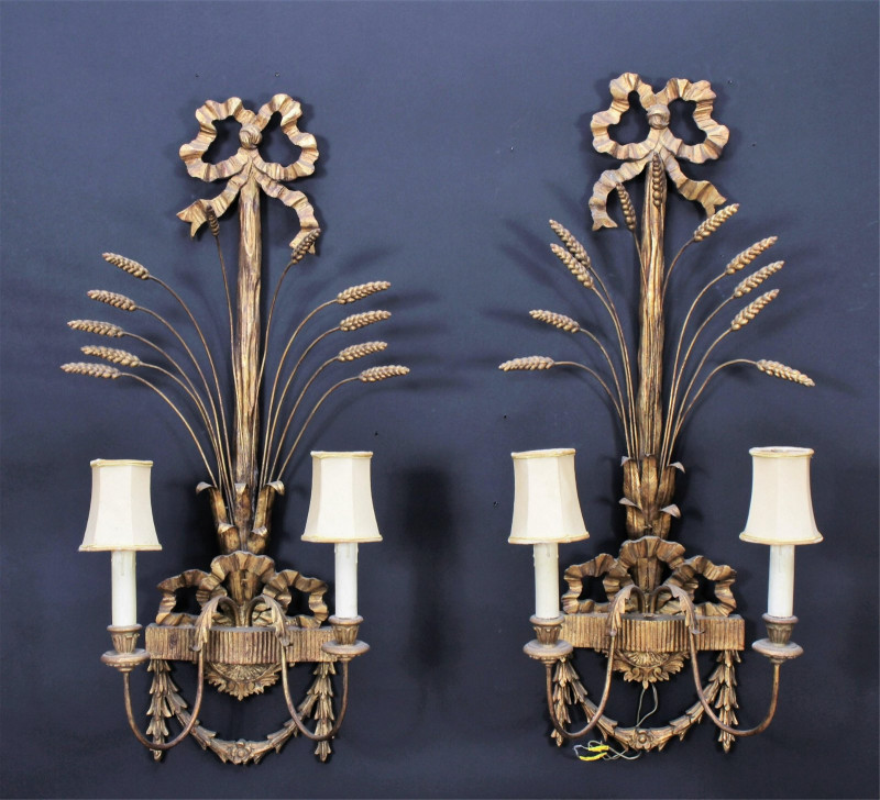 Pair of Classical Style Giltwood Sconces
