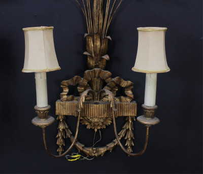 Pair of Classical Style Giltwood Sconces