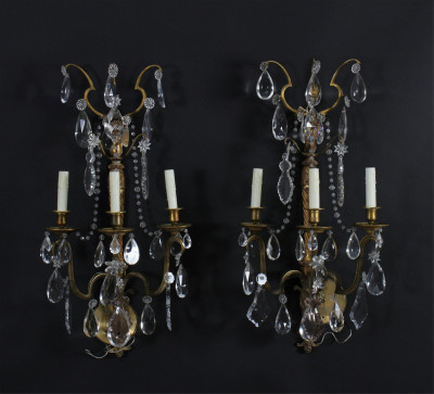 Image for Lot Pair of Classical Style Ormolu & Giltwood Sconces