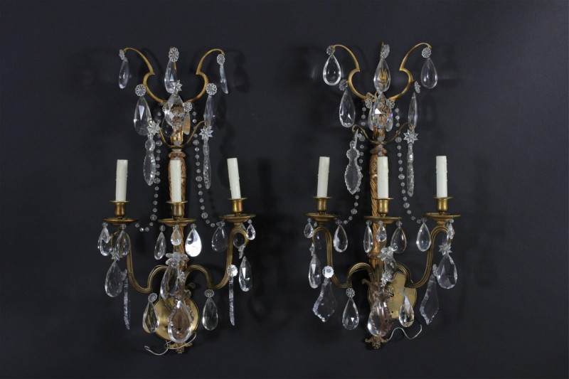 Pair of Classical Style Ormolu & Giltwood Sconces