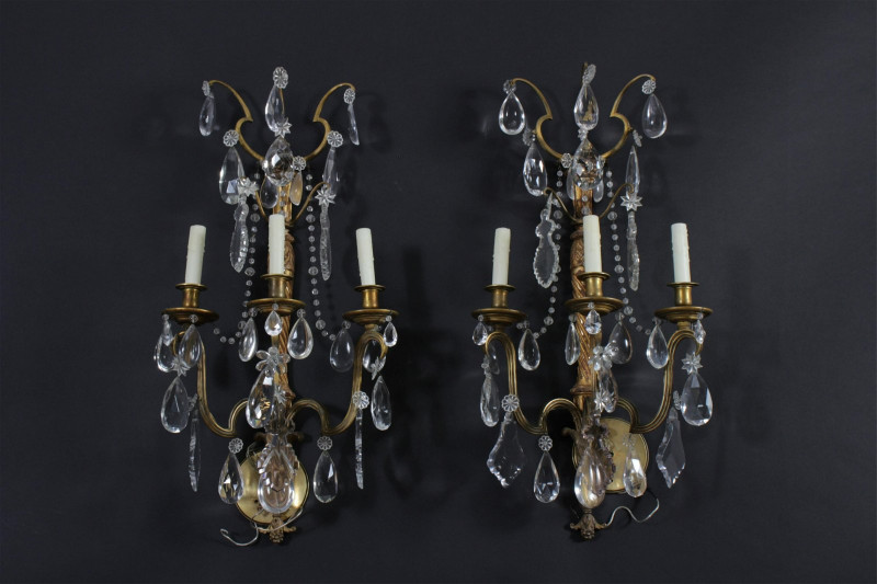 Pair of Classical Style Ormolu & Giltwood Sconces