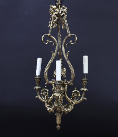Image for Lot Louis XVI Style Ormolu 3-Light Chandelier