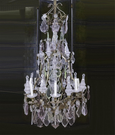 Image for Lot Louis XV Style Colored Glass 12-Light Chandelier