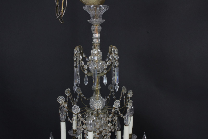 Louis XVI Style Cut Glass 24-Light Chandelier