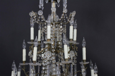 Louis XVI Style Cut Glass 24-Light Chandelier
