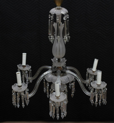 Victorian Etched & Cut Glass 6-Light Chandelier