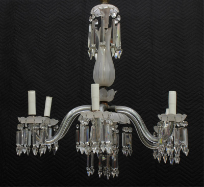 Victorian Etched & Cut Glass 6-Light Chandelier